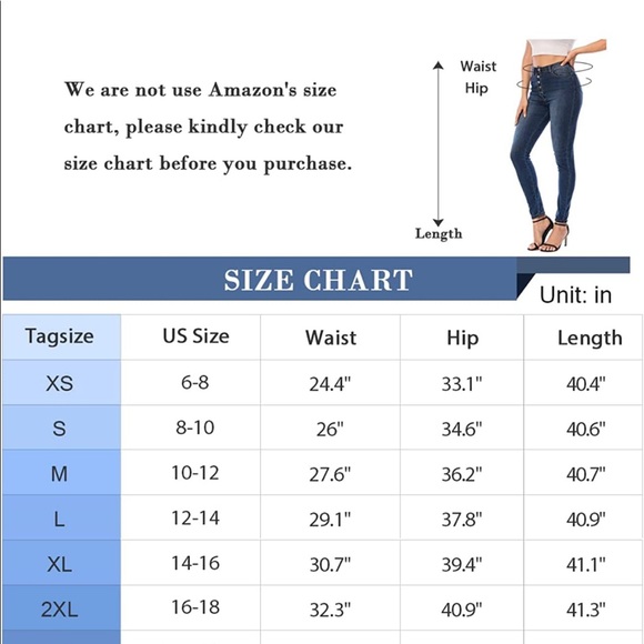 Ecupper Womens Skinny Fit Jeans Stretch High Waist Denim Jeggings with Pockets - Picture 6 of 7